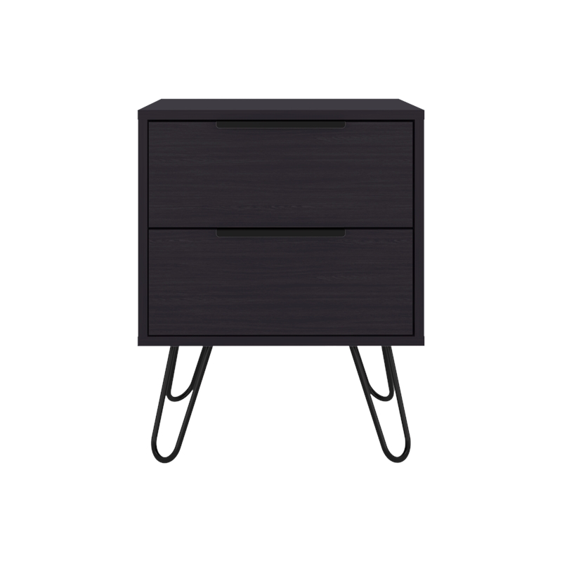 Pemberly Row Set of 2 Nightstands with 2 Drawers in Brown Engineered Wood