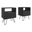 Pemberly Row Set of 2 Nightstands with 2 Drawers in Brown Engineered Wood