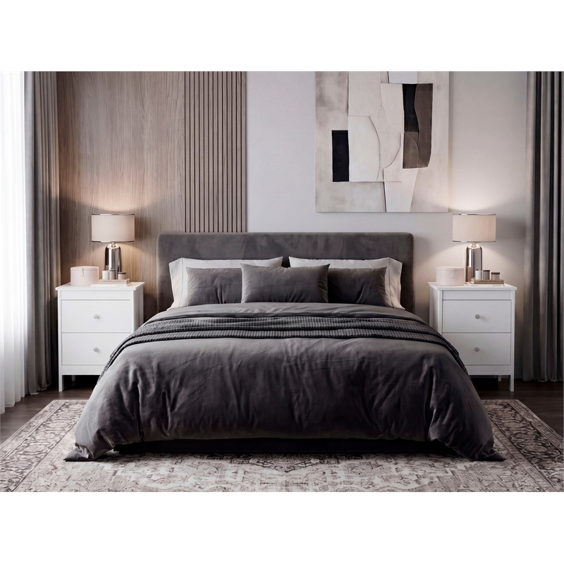 Pemberly Row Set of 2 Nightstands with Drawers in White Finish