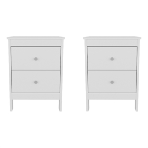 Pemberly Row Set of 2 Nightstands with Drawers in White Finish