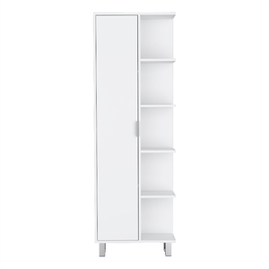 Pemberly Row Randall Linen Cabinet with Shelves in White Finish