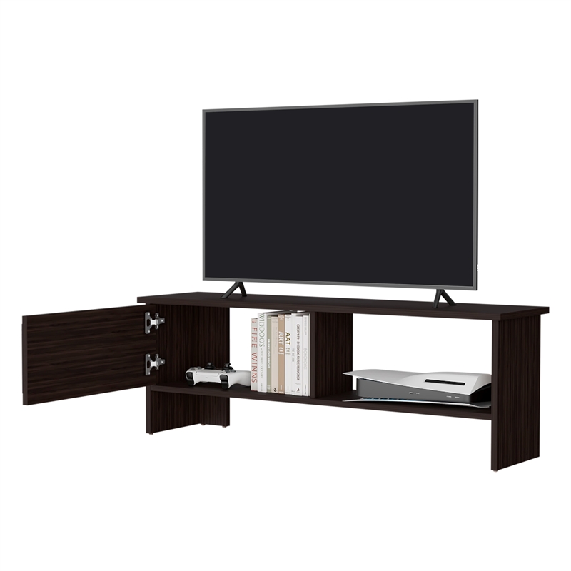 Pemberly Row Entertainment Center 1-Door Engineered Wood Walnut Finish
