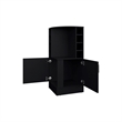 Pemberly Row Bar Cabinet with Bottle Rack and Open Shelves in Black Finish