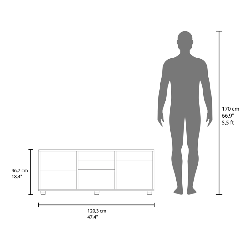 Pemberly Row TV Stand with Door Engineered Wood White 51.2