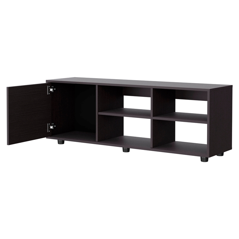 Pemberly Row TV Stand with Door Engineered Wood Black 51.2