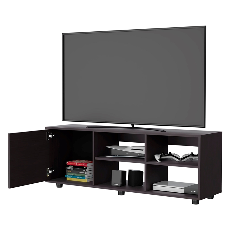 Pemberly Row TV Stand with Door Engineered Wood Black 51.2