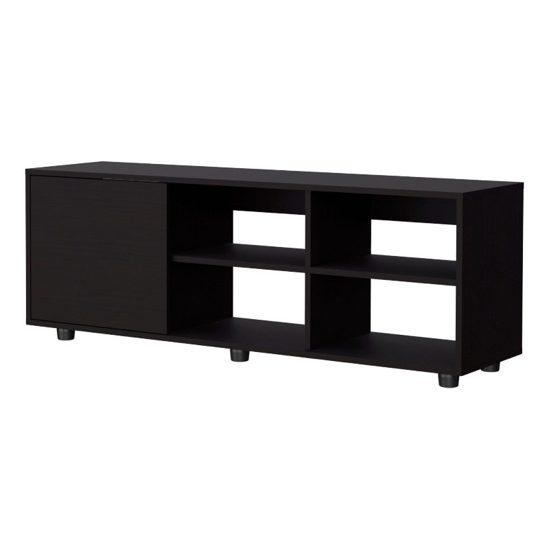 Pemberly Row TV Stand with Door Engineered Wood Black 51.2
