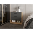 Pemberly Row Lowrys 3-Drawer Dresser in Natural Oak and Matte Grey