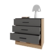 Pemberly Row Lowrys 3-Drawer Dresser in Natural Oak and Matte Grey