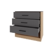 Pemberly Row Lowrys 3-Drawer Dresser in Natural Oak and Matte Grey