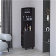 Pemberly Row Leah Corner Bar Cabinet with Wine Rack in Black Wengue