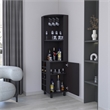 Pemberly Row Leah Corner Bar Cabinet with Wine Rack in Black Wengue