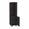Pemberly Row Leah Corner Bar Cabinet with Wine Rack in Black Wengue