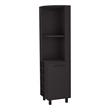 Pemberly Row Leah Corner Bar Cabinet with Wine Rack in Black Wengue