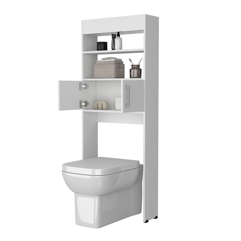 Pemberly Row Bathroom Cabinet with 2 Doors White Engineered Wood