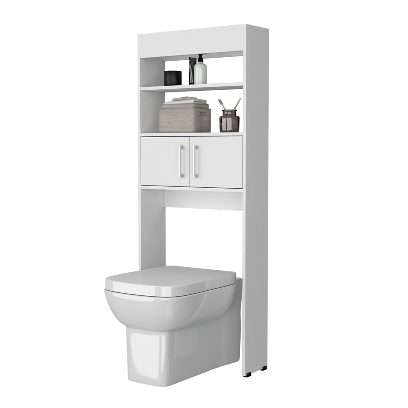 Pemberly Row Bathroom Cabinet with 2 Doors White Engineered Wood