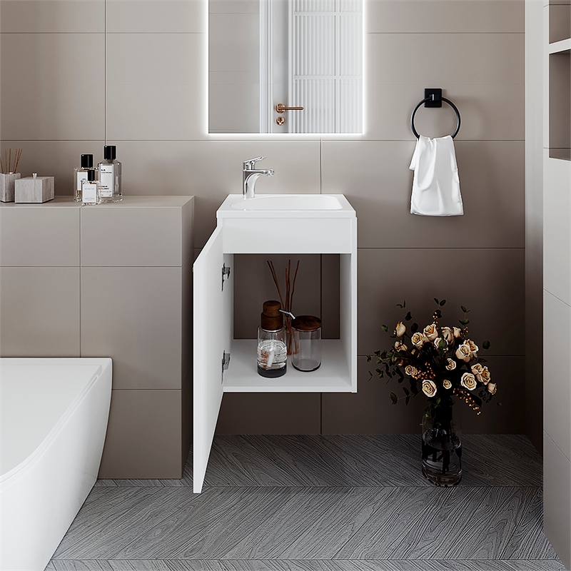 Pemberly Row Haigleer Creek Bathroom Vanity with Sink White Finish