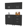 Pemberly Row Conway 4 Piece Garage Set Engineered Wood Black Finish