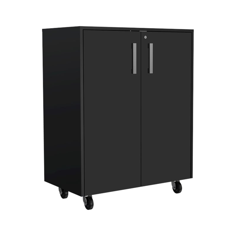 Pemberly Row Conway 4 Piece Garage Set Engineered Wood Black Finish