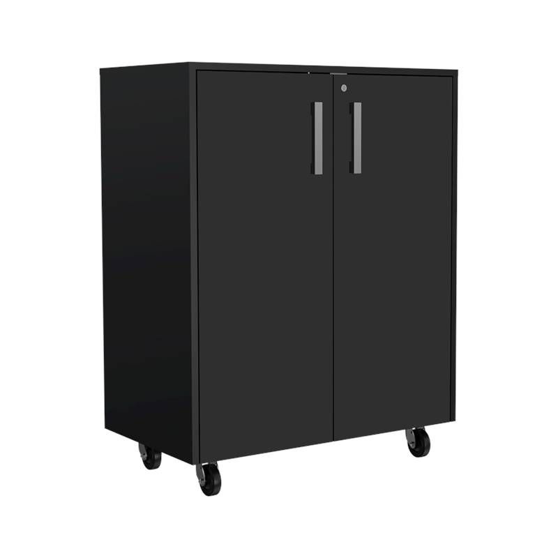 Pemberly Row Keene 6 Piece Garage Set Black Engineered Wood Finish