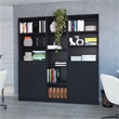 Pemberly Row Grants 3-Piece Black Living Room Set in Engineered Wood