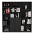 Pemberly Row Marana 3 Piece Living Room Set in Black Engineered Wood
