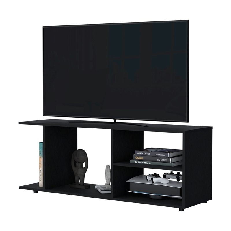 Pemberly Row Console Table with Open Storage Engineered Wood Black