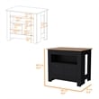 Pemberly Row Kitchen Island with 2 Doors and 3 Shelves in Black Wood