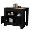 Pemberly Row Kitchen Island with 2 Doors and 3 Shelves in Black Wood