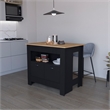 Pemberly Row Kitchen Island with 2 Doors and 3 Shelves in Black Wood