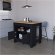 Pemberly Row Kitchen Island with 2 Doors and 3 Shelves in Black Wood