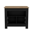 Pemberly Row Kitchen Island with 2 Doors and 3 Shelves in Black Wood