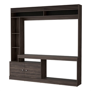 Pemberly Row Rock House Entertainment Center in Stained Walnut Finish
