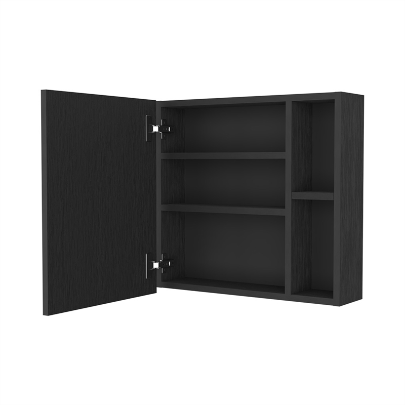Pemberly Row 2-Shelf Medicine Cabinet in Engineered Wood Black Finish