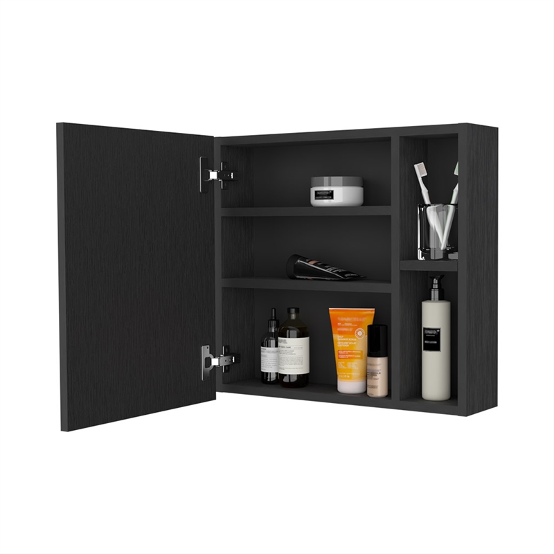Pemberly Row 2-Shelf Medicine Cabinet in Engineered Wood Black Finish
