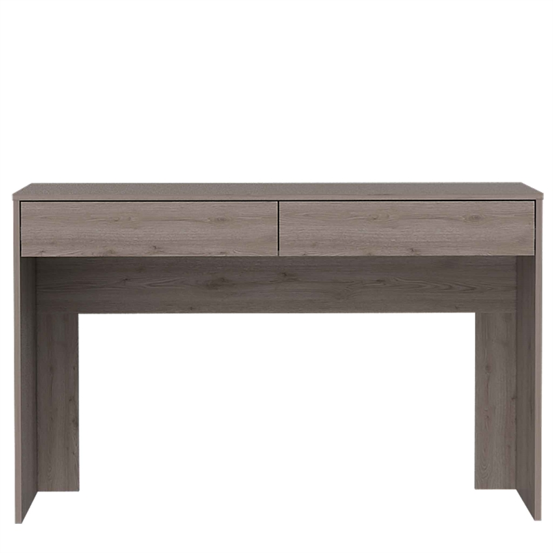 Pemberly Row Computer Desk with 2 Drawers in Particle Board Gray