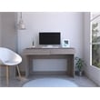 Pemberly Row Computer Desk with 2 Drawers in Particle Board Gray