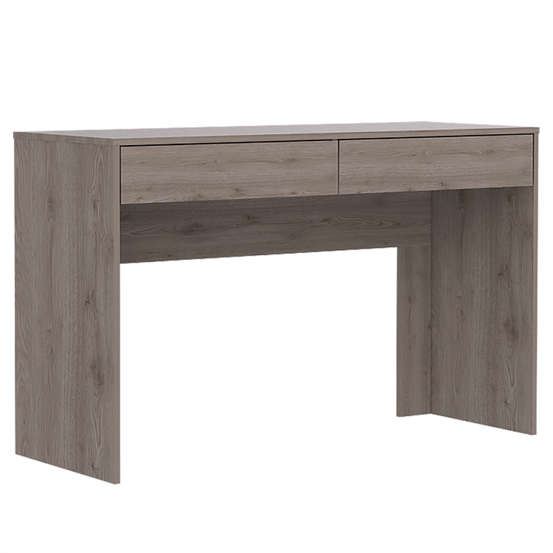 Pemberly Row Computer Desk with 2 Drawers in Particle Board Gray