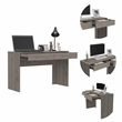 Pemberly Row Computer Desk with 2 Drawers in Particle Board Gray