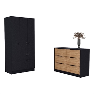 Pemberly Row Crete 2 Pc Bedroom Set Engineered Wood Multi-Color Finish