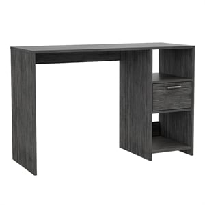 Pemberly Row Arlington Computer Desk with Shelves in Gray Oak Finish