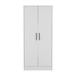 Pemberly Row 2 Piece Bedroom Set with Armoire and Nightstand in White