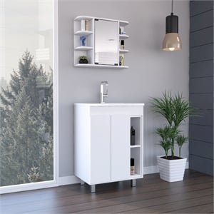 Pemberly Row 2 Piece Bathroom Set in White Wooden Finish
