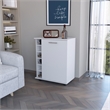 Pemberly Row Rawlins Bar Cart with Bottle Rack in Engineered Wood White
