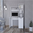 Pemberly Row Rumford Computer Desk with Hutch and Shelves in White Wood