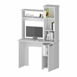 Pemberly Row Rumford Computer Desk with Hutch and Shelves in White Wood