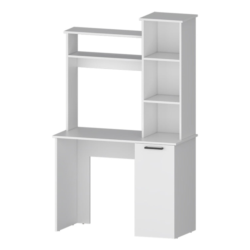 Pemberly Row Rumford Computer Desk with Hutch and Shelves in White Wood