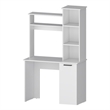 Pemberly Row Rumford Computer Desk with Hutch and Shelves in White Wood