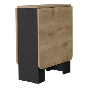 Pemberly Row Folding Dining Table in Black and Macadamia Engineered Wood