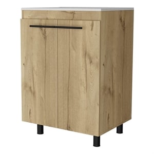 Pemberly Row Selma Freestanding Vanity Cabinet Engineered Wood Light Oak